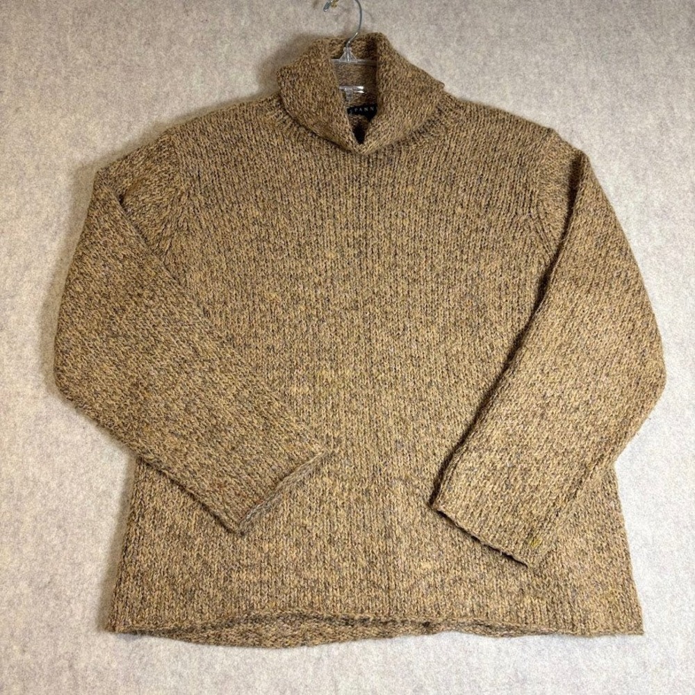 Spanner Turtleneck Sweater Womens Medium Tan Marled Knit Pullover Chunky Coastal
